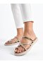 Women's Beige Gold Ring Detailed Soft Sole Casual Flip Flops