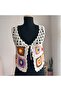 Hand Knitted Motif Front Tie Vest (Size 36-38) - 2