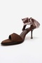 Marena Brown Suede Women's Thin Heeled Shoes with Scarf - 6