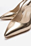 Women's Open Back Pointed Toe 7cm Heeled Shoes Black Skin - 4
