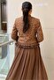 Patterned Ruffled Jacket Skirt Evening Dress Set - 4