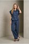Women's Dark Blue Jeans with Baggy Legs and Pocket Detail Yy101392