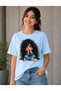 Unisex Oversize T-Shirt Long-Haired Girl Printed 100% Cotton T-Shirt Comfortable Fit