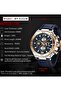 Watches for Men Luxury Quartz Water Resistant Watch Men's Chronograph Genuine Leather Strap 5151Blue - 3