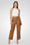 Women Regular Fit Solid Straight Pants, Brown - 3