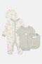 Toddlers Boy 5 Pcs Bodysuit, Bib, Beanie, Gloves and Coverall Set, Multicolor - 4