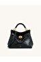 Lucia Classic Top Handbag - Black Crocodile Pattern