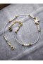 Handmade Starfish Figured Pearl and Gold Detailed Elegant Anklet - 2