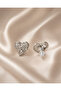Silver Color Textured Heart Earrings Pair 2 cm - 2