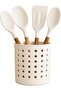 Trendypazars Store White Spoon Holder White Cylinder Plastic Spoon Holder – Modern Perforated Design, Air-Permeable - 2