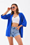 Blue Kimono Style Loose Cardigan Daily Thin Tunic Summer Oversize New Season Jacket - 3