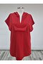 Women's Red Hooded Oversized Sweater - 3