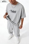  Printed Cotton Fabric Unisex Oversize T-Shirt-Sweatpants Set - 3