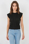 Women's Zero Sleeve Textured Black Blouse