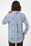 Women's Oversize Floral Patterned Viscose Blue Shirt - 4