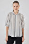 Women's Short Sleeve Striped Viscose Stone Shirt