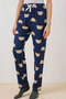 Women's Patterned F.Navy Blue Pajama Bottoms with Elastic Waist - 5