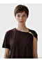Two Mt Shop Quality Soulife Brown Combed Cotton Plain Oval Neck Short Sleeve Women's Blouse - 4