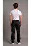 Men's Black Comfortable Fit Loose Cut Baggy Parachute Pants with Side Pockets - 7