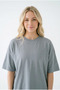 Women's Gray Oversize Comfortable Fit Combed Cotton Crew Neck T-Shirt - 7