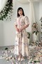 Belt Detailed Floral Patterned Buttoned Midi Length High Neck Dress