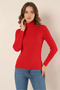 Women's Turtleneck Fit-Cut Knitwear Red Sweater