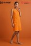 Premium Women's Comfortable Sleeveless Buttoned Pocketed Casual 100% Cotton Thin Muslin Woven Dress - 3