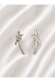 Pair of Silver Color Stone Knot Earrings 3.5 cm - 2
