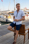 Men's Slim Fit Snap Button Linen Blend Flexible Shirt with Pocket Detail and White Pattern - 3