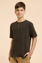 Textured T-Shirt with Henley Neck and Short Sleeves - 3