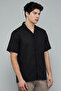 Textured Shirt with Revere Collar and Short Sleeves - 4