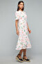 Printed Midi Dress with Crew Neck and Puff Sleeves - 5