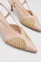 Women's Straw Detailed Pointed Toe 5.5 cm Heeled Slingback Shoes - 2