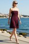Women's Plus Size Strapless Sleeveless Mini Skater Dress with Waist Ribbed Stretchy Knitted Comfortable Casual Modern - 2