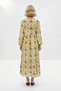 Women's Maxi Length Tropical Patterned Viscose Dress with Slash Collar, Balloon Sleeves, a Line Cut, Casual, Comfortable, Modern - 5