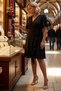 Women's Plus Size Double Breasted Lapel Short Sleeve Mini Dress Lined Woven Daily Casual Modern Stylish Elegant