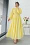 Premium Oversize Hakim Yaka Laya Voile Dress - Yellow - 8