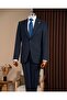 Italian Style Slim Fit Men's Mono Collar Jacket Pants Suit Navy Blue T20064-02