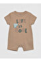 From Güli̇s Gi̇yi̇m: Beige Crew Neck Printed Baby Boy Combed Cotton Jumpsuit, 3-Piece Set - 4