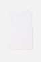 Women's White Loose Fit Crew Neck Tank Top - 2