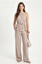 Women's Giselle Halter Neck Tie Blouse Elastic Waist Pants Woven Stone Bottom Top Set