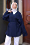 Navy Blue Waist Tie Jacket