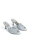 Women's Heeled Slippers with Silver Stone Buckle - 4