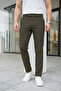 Men's Dark Green Slim Fit Lycra Side Pocket Ankle Length Plain Fabric Trousers - 2