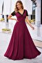 Women's short sleeve v-neck long janjan crepe dress - 2