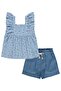 Floral Printed Set for 6-9 Years Old - Blue - 2