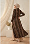 Bürümcük Fabric Leopard Abaya Jile Double Set 0511A-01 Mink - 5