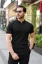 Men's knit pattern collar short sleeve knitwear t-shirt - 3
