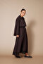 Fisto Detailed Elastic Waist Long Cotton Skirt Brown - 3