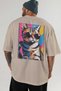 For the Love of Cats 13 Cats Printed Beige Oversize T-Shirt 100% Cotton Unisex Cat Lover Premium Design - 5